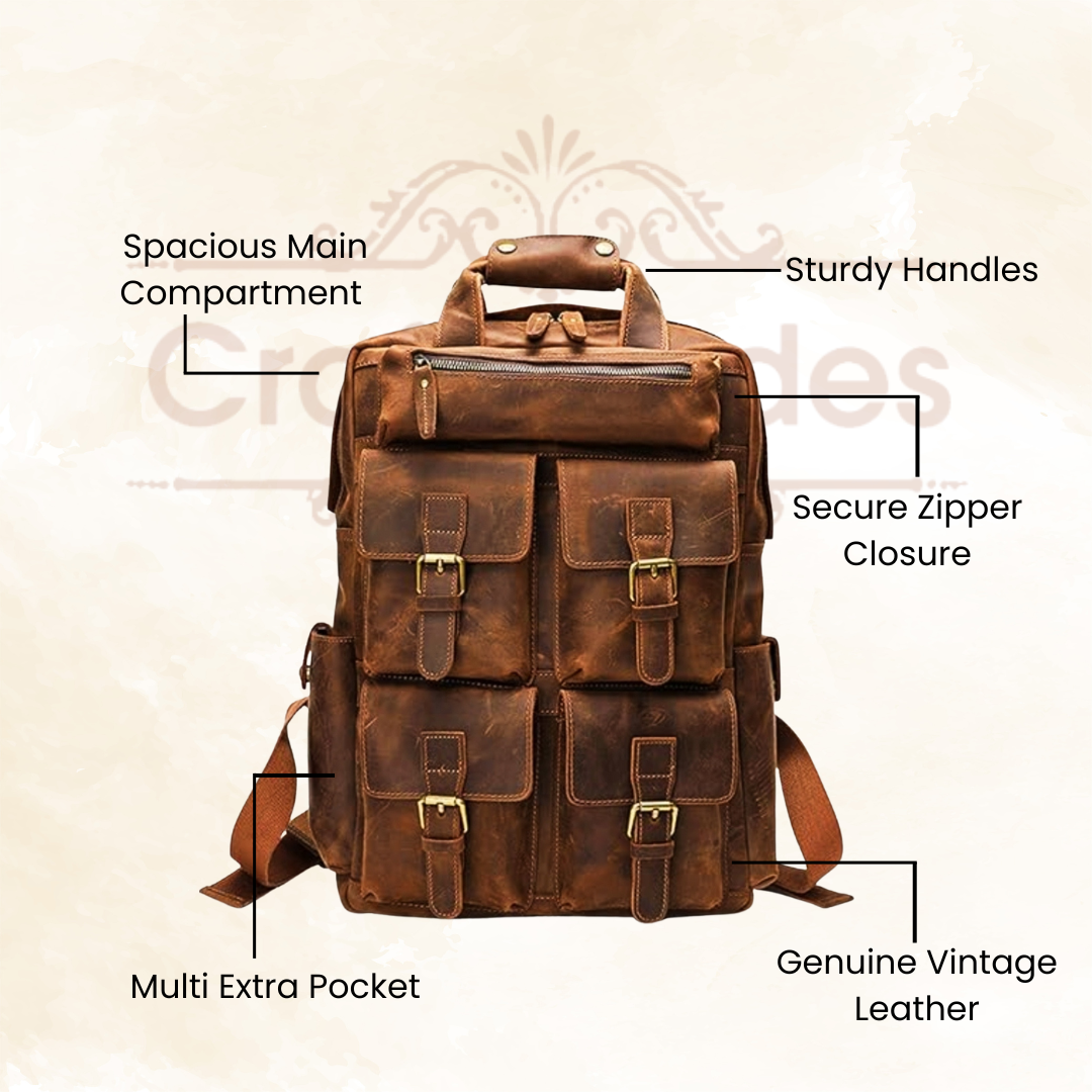 IndiFash - Buffalo Vintage 16″ Leather Backpack thumbnail 5