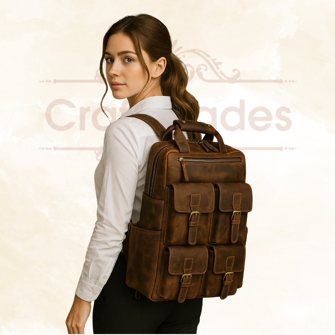 IndiFash - Buffalo Vintage 16″ Leather Backpack thumbnail 6