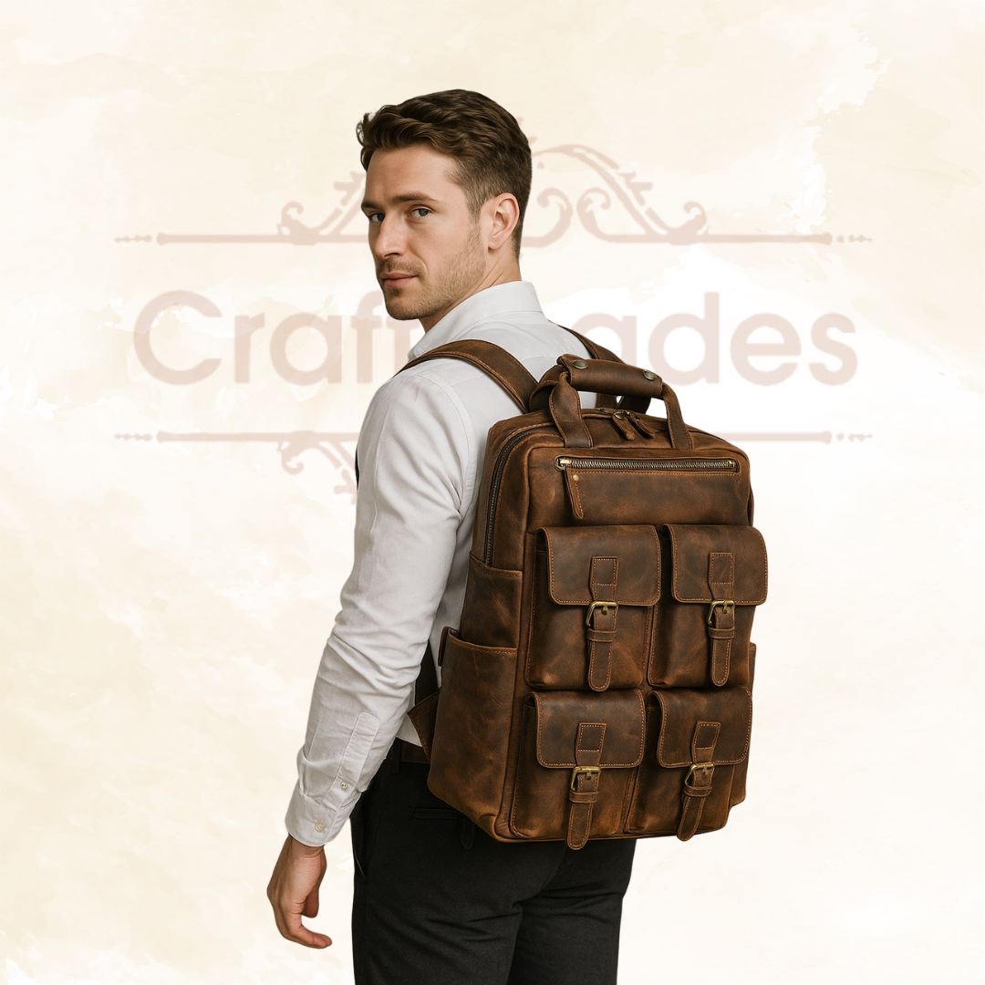 IndiFash - Buffalo Vintage 16″ Leather Backpack thumbnail 7