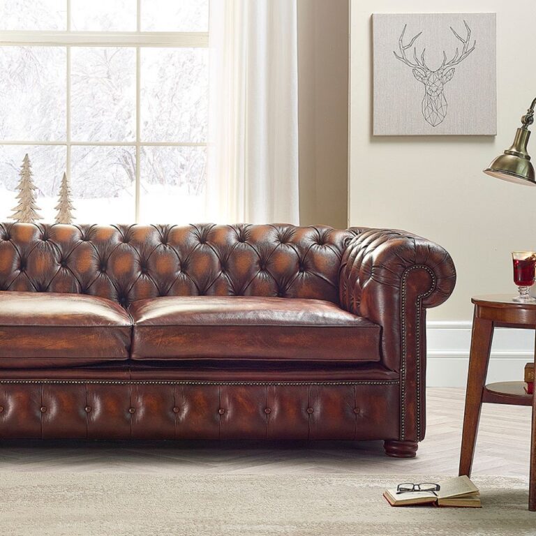 IndiFash Burgundy Three Seater Chesterfield Sofa thumbnail 2