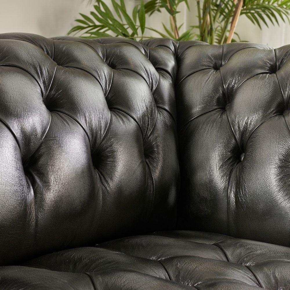IndiFash Charcoal Black three seater Chesterfield sofa thumbnail 3