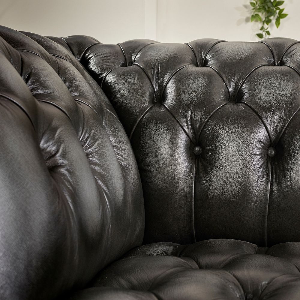 IndiFash Charcoal Black three seater Chesterfield sofa thumbnail 5