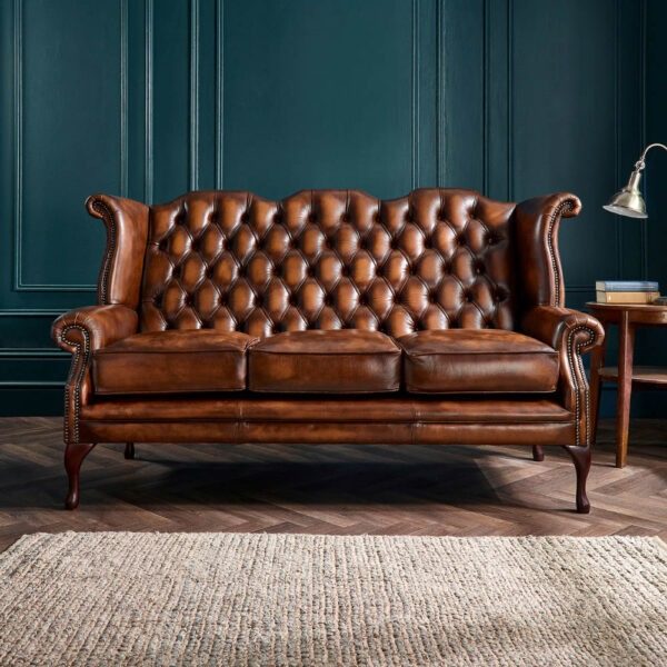 IndiFash Charcoal Brown three seater Chesterfield sofa
