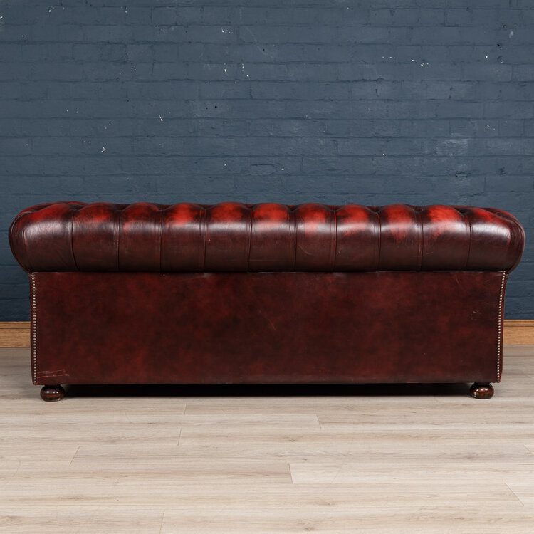 IndiFash Chesterfield Handmade Buckingham 3 Seater Antique Light Rust Leather Sofa thumbnail 2