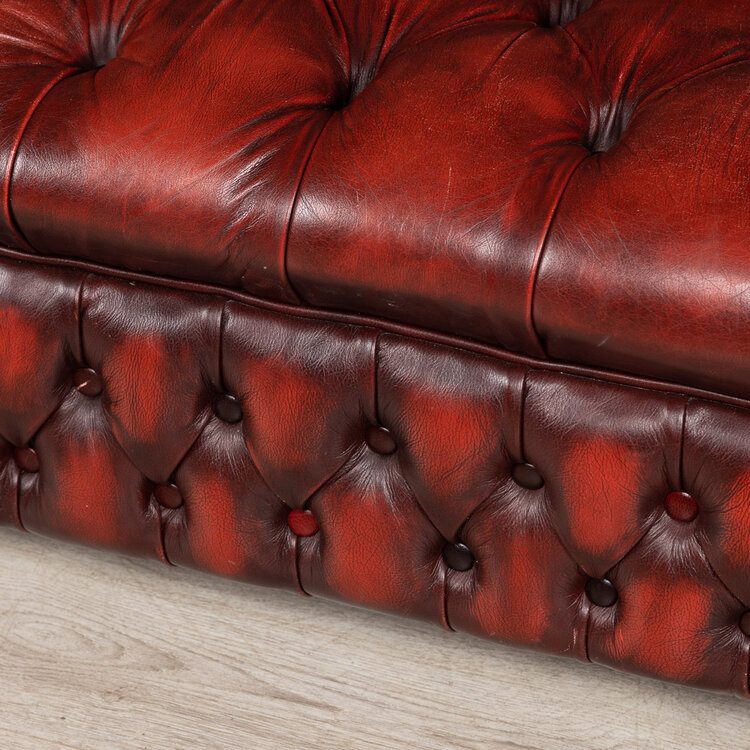 IndiFash Chesterfield Handmade Buckingham 3 Seater Antique Light Rust Leather Sofa thumbnail 3