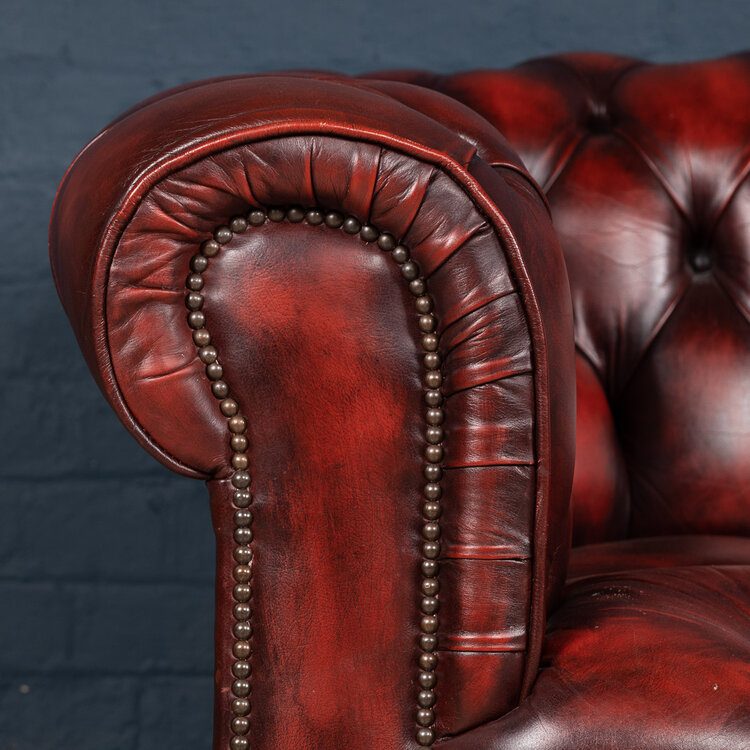 IndiFash Chesterfield Handmade Buckingham 3 Seater Antique Light Rust Leather Sofa thumbnail 4
