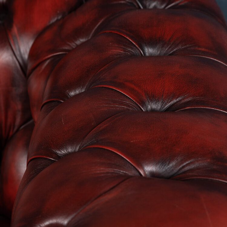 IndiFash Chesterfield Handmade Buckingham 3 Seater Antique Light Rust Leather Sofa thumbnail 5
