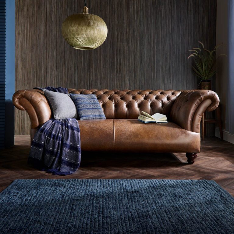 IndiFash Chestnut Brown Two seater Chesterfield Sofa