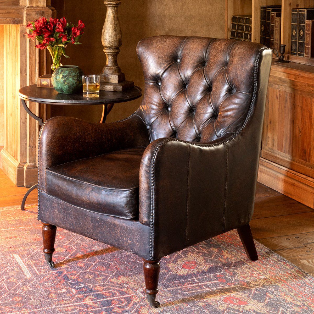 IndiFash Colonial Brown Chesterfield 1 Seater Sofas