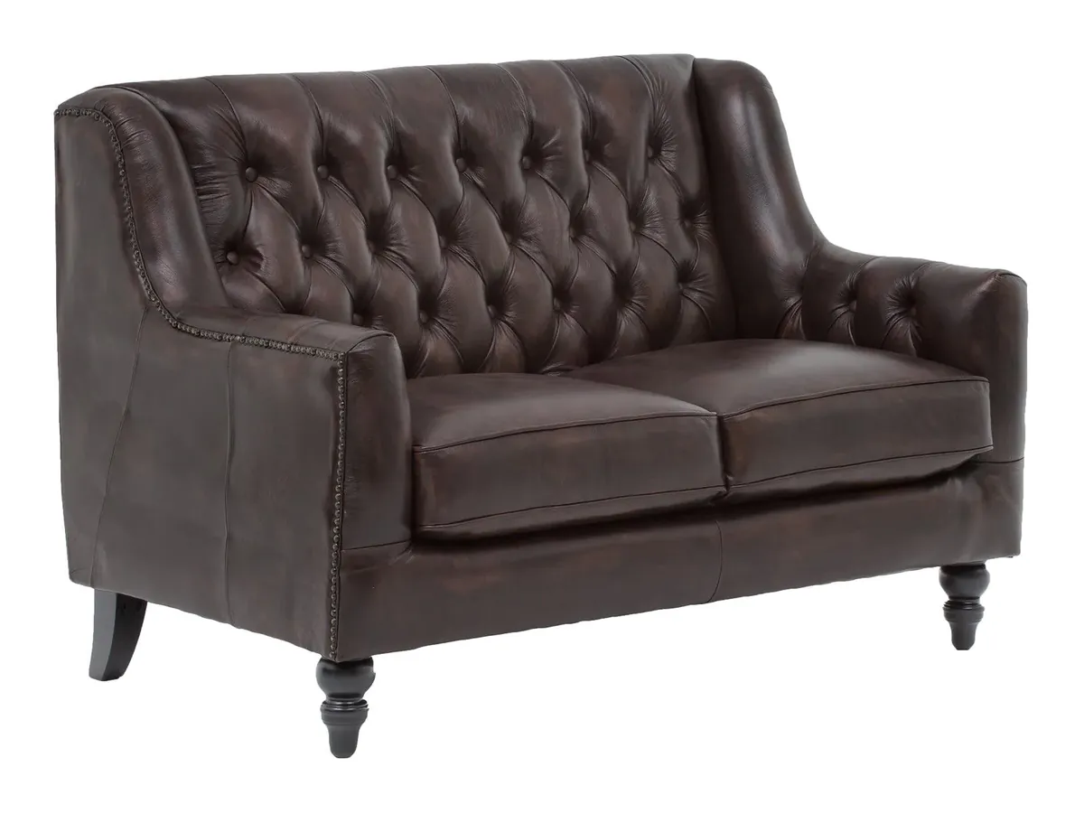 IndiFash Colonial Brown Chesterfield 2 seater Sofa thumbnail 2