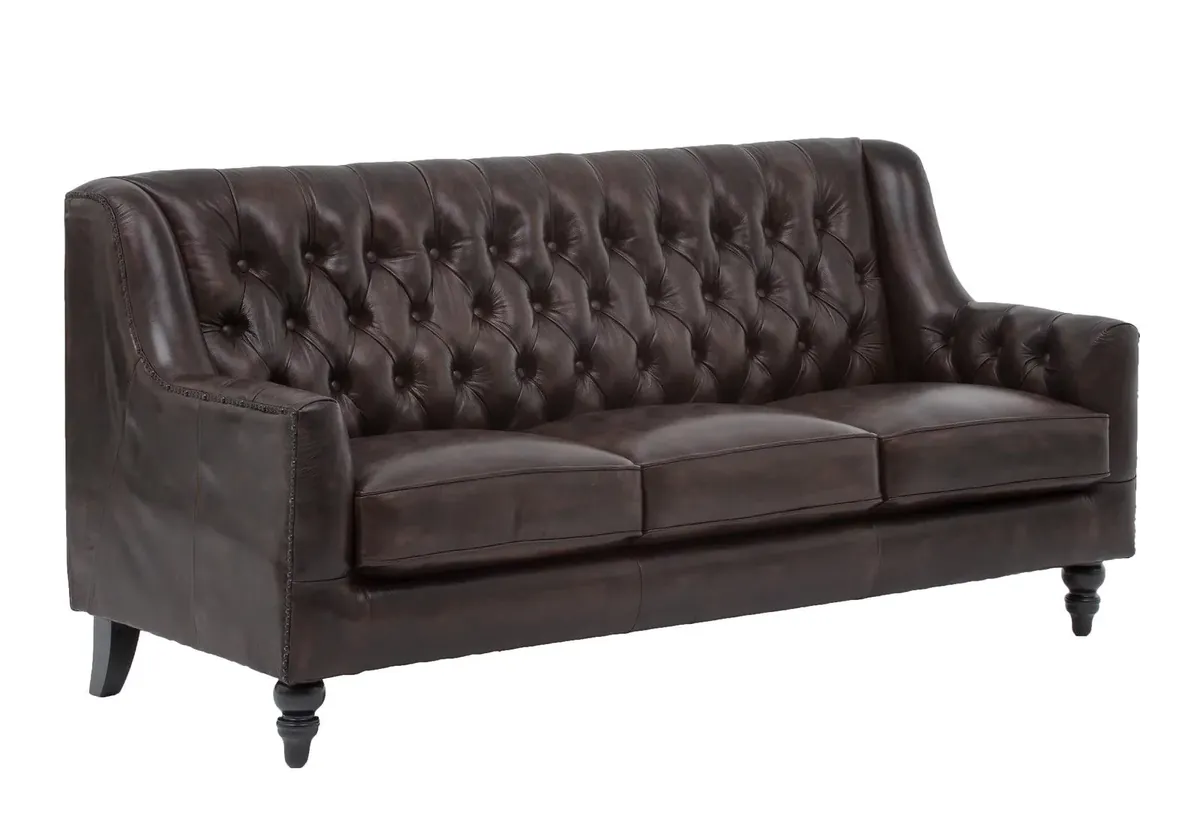 IndiFash Colonial Brown Chesterfield Set of 3 Sofas thumbnail 5