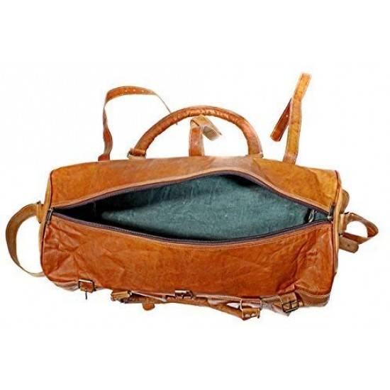 IndiFash Combo - 3 Outer Pockets 24″ Edge Handcrafted Duffle Leather Bag & Toiletry Bag thumbnail 6