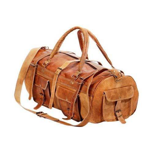 IndiFash Combo - 3 Outer Pockets 24″ Edge Handcrafted Duffle Leather Bag & Toiletry Bag thumbnail 7