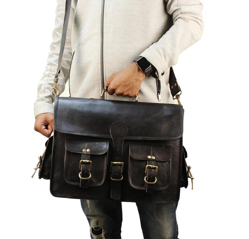 IndiFash Combo - 4 Pockets Handcrafted Leather Bag& wallet | 100% Genuine Leather thumbnail 6