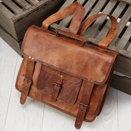 IndiFash Combo Offer - 15 Inch Handmade Leather Laptop Bag, & Belt thumbnail 5
