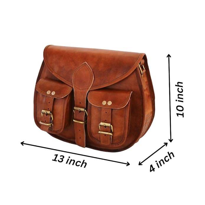 IndiFash -9*11 Inch cross body double pocket sling goat leather bag for boys & girls thumbnail 10