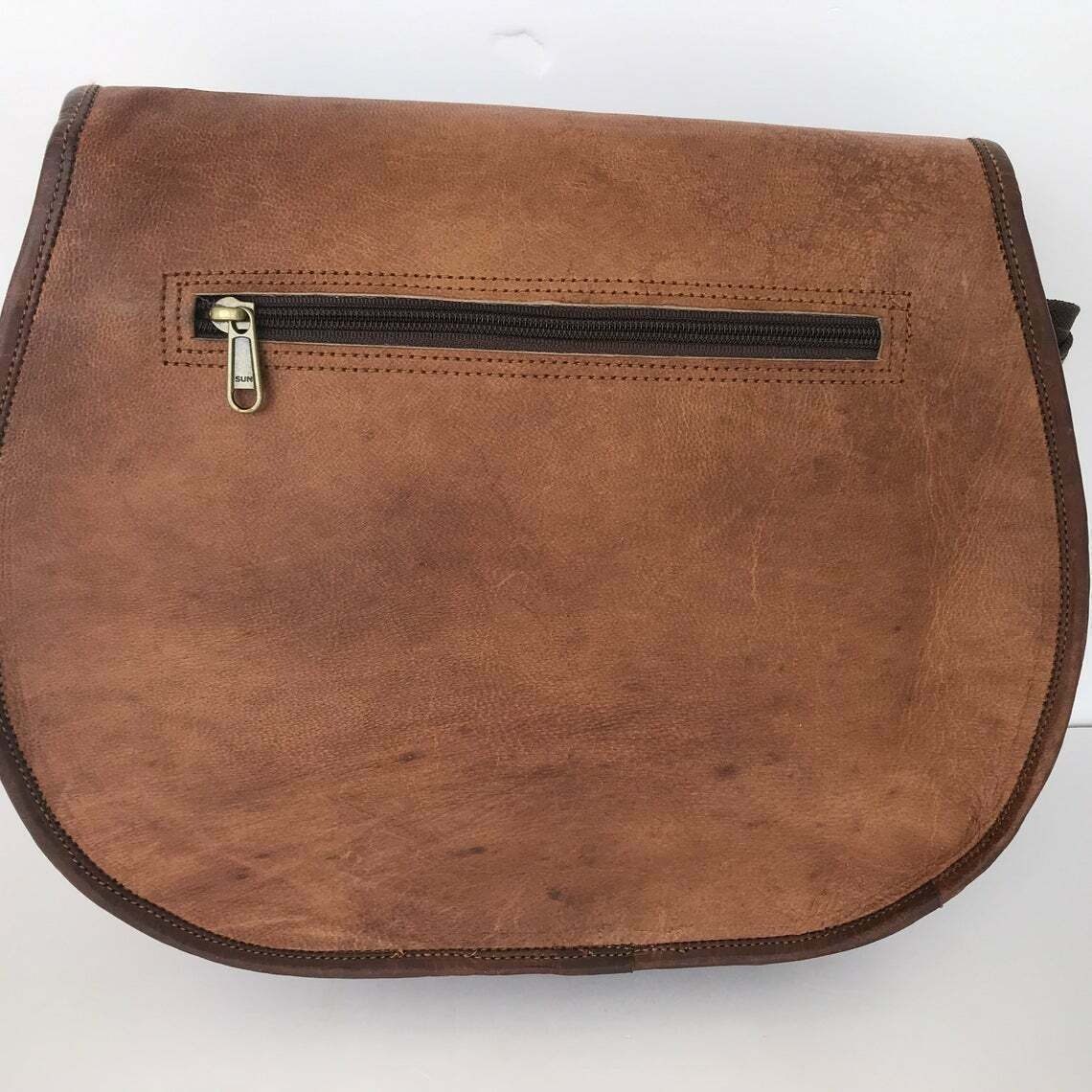 IndiFash -9*11 Inch cross body double pocket sling goat leather bag for boys & girls thumbnail 4