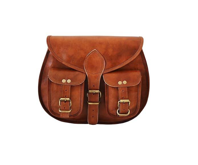 IndiFash -9*11 Inch cross body double pocket sling goat leather bag for boys & girls thumbnail 9
