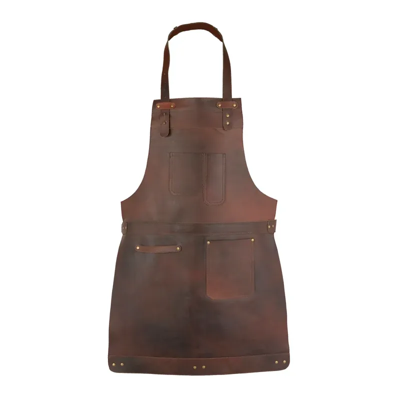 IndiFash Dark Brown Full Grain Leather Apron Butcher Apron -Cook Apron -BBQ Apron -Cooking Apron - Blacksmith Apron - Barber Apron - Woodwork Apron