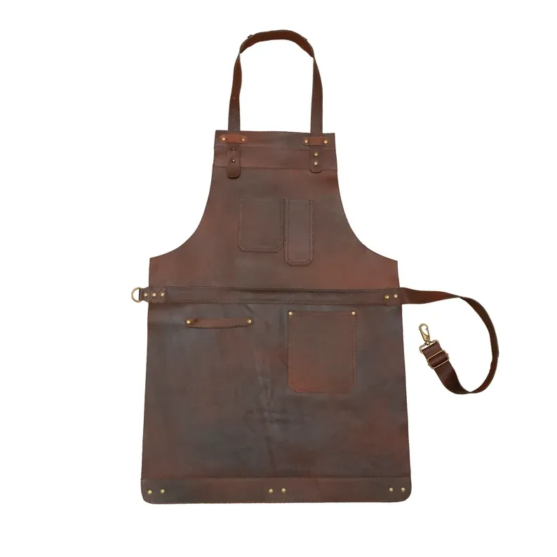 IndiFash Dark Brown Full Grain Leather Apron Butcher Apron -Cook Apron -BBQ Apron -Cooking Apron - Blacksmith Apron - Barber Apron - Woodwork Apron thumbnail 2