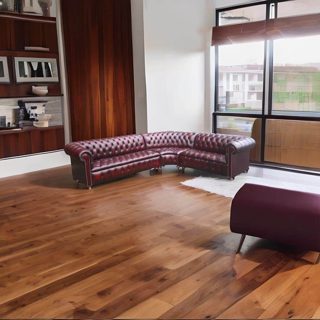 IndiFash Dark Maroon L shape Chesterfield Sofa