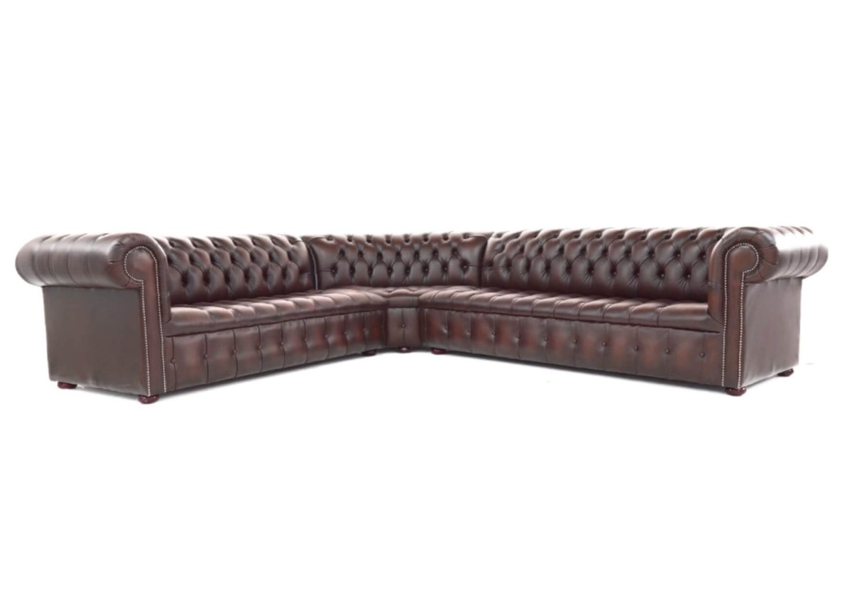 IndiFash Dark Maroon L shape Chesterfield Sofa thumbnail 2
