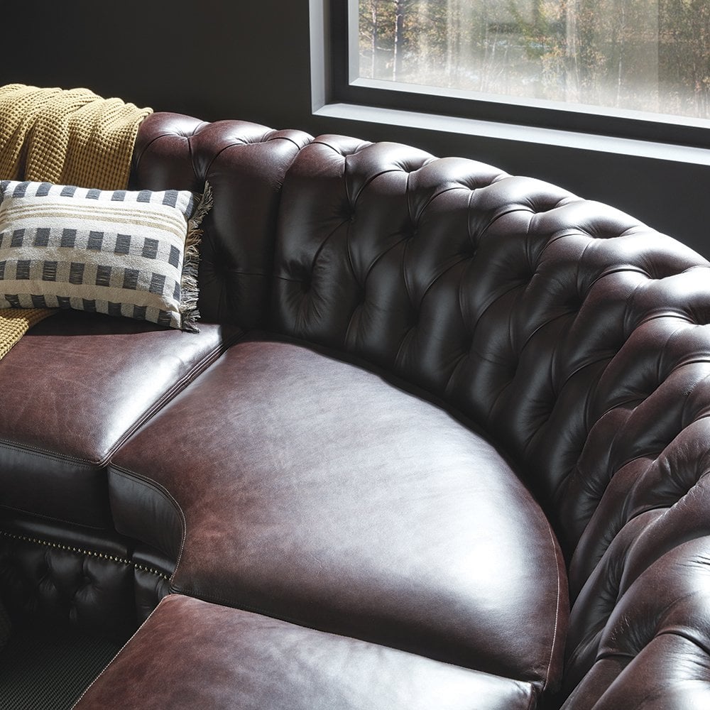 IndiFash Deep Brown L shape Chesterfield Sofa thumbnail 3