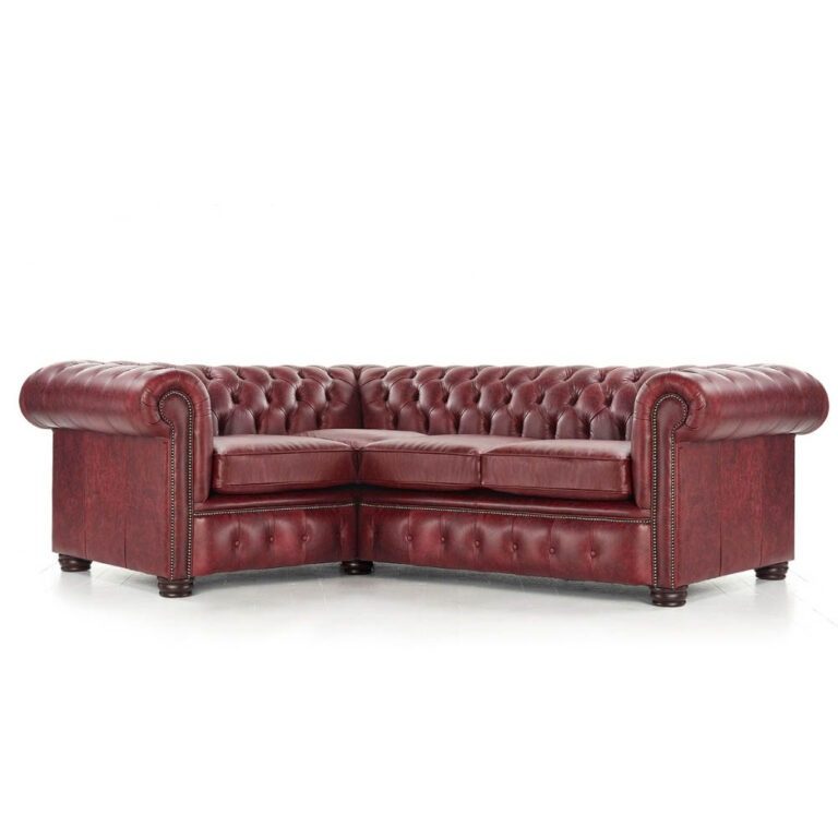 IndiFash Deep Burgundy L Shape Chesterfield Sofa