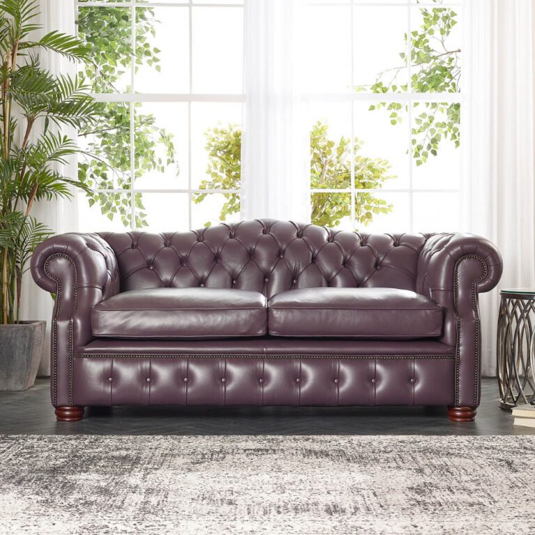 IndiFash deep charcoal two seater Chesterfield sofa
