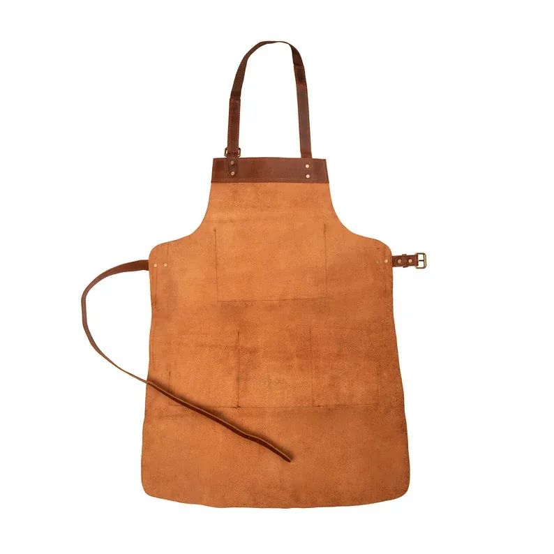 IndiFash Distressed Multi-Pocket Leather Apron - Brown Full Grain Leather - Butchers Apron For Hobbyists Woodwork Blacksmith with Pockets by IndiFash thumbnail 2
