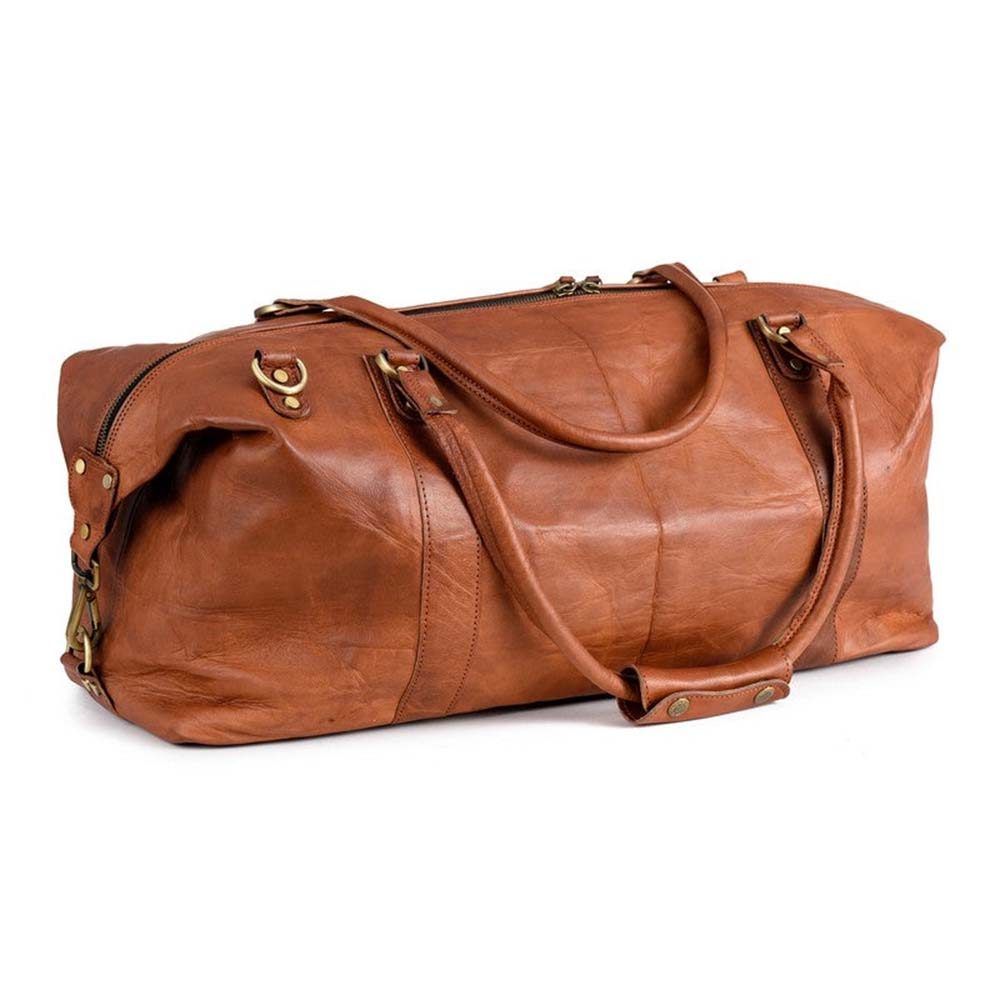 IndiFash 20 Inch brown duffle leather bag thumbnail 10