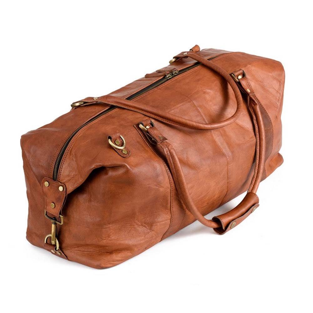 IndiFash 20 Inch brown duffle leather bag thumbnail 9