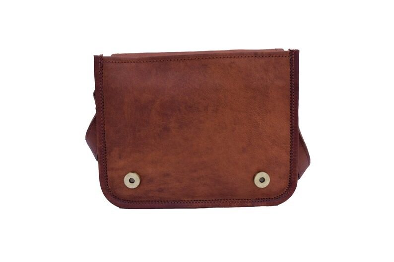 IndiFash - 9*11 inches Full Flap Handcrafted Goat Leather Messenger Bag | 100% Genuine Leather thumbnail 4