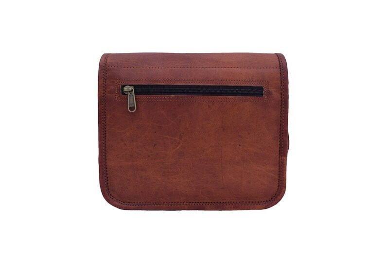 IndiFash - 9*11 inches Full Flap Handcrafted Goat Leather Messenger Bag | 100% Genuine Leather thumbnail 5