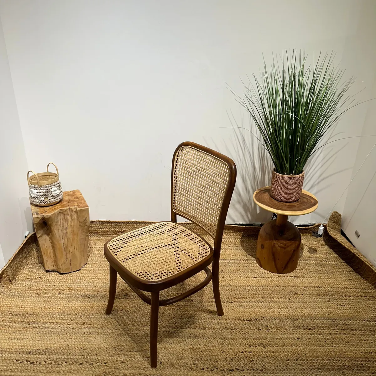IndiFash Golden Rattan Wooden Dining Chairs