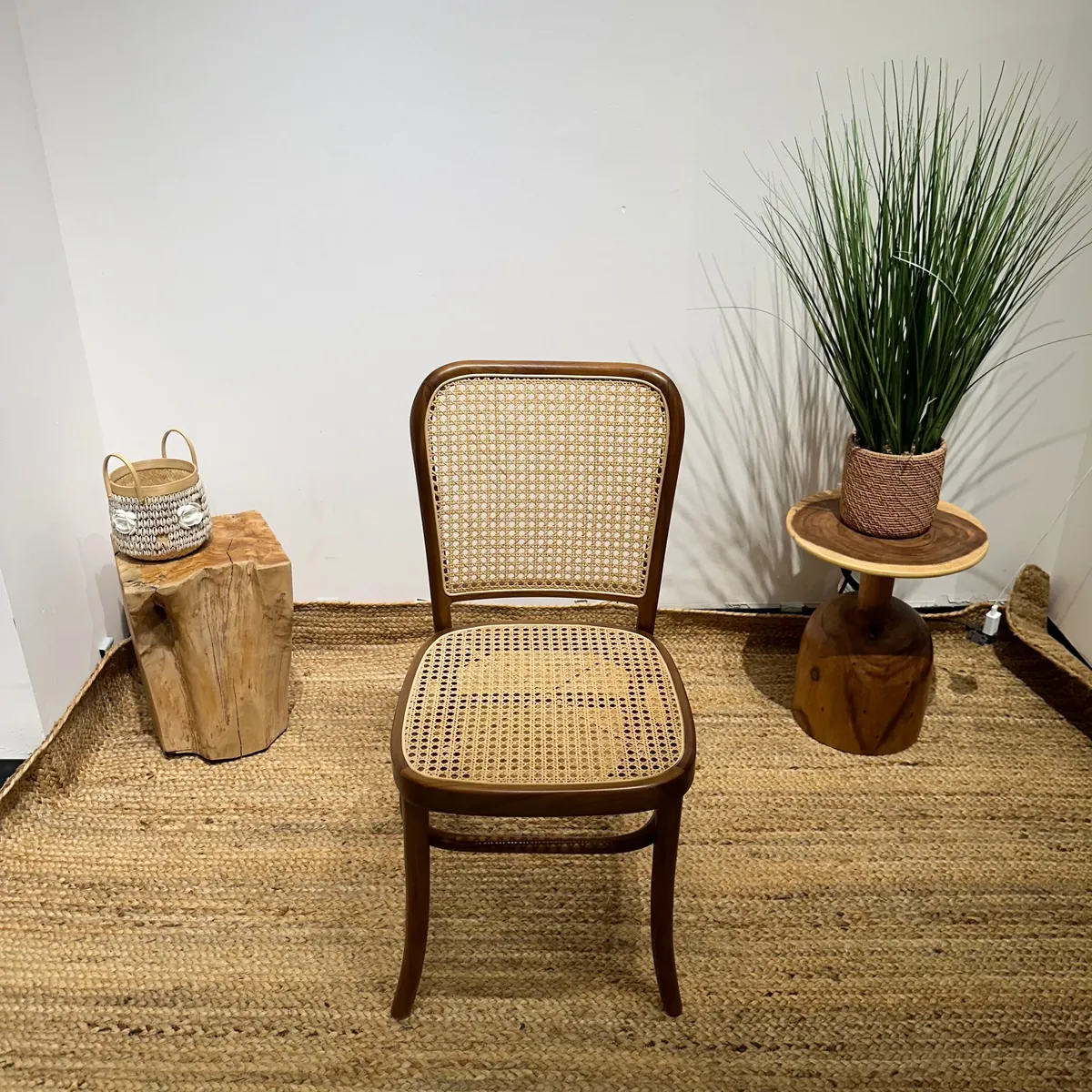 IndiFash Golden Rattan Wooden Dining Chairs thumbnail 2