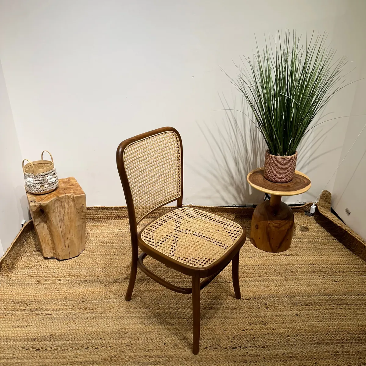 IndiFash Golden Rattan Wooden Dining Chairs thumbnail 3