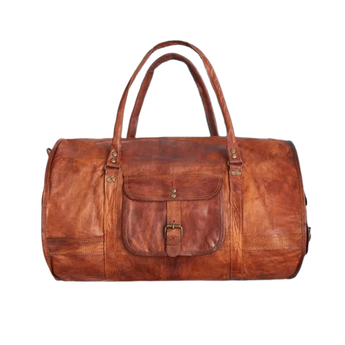 IndiFash - 20 Inch Handcrafted Curved Duffle Goat Leather Bag | 100 Genuine Leather