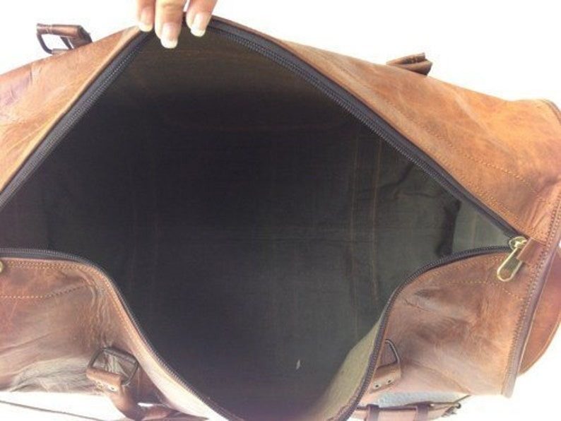 IndiFash - 20 Inch Handcrafted Curved Duffle Goat Leather Bag | 100 Genuine Leather thumbnail 7