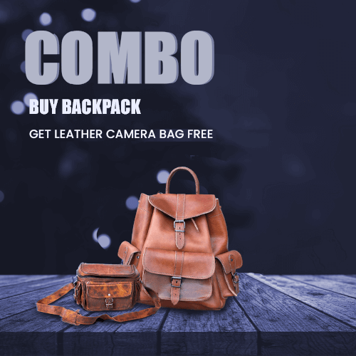 IndiFash - Handcrafted Leather Camera bag & backpack Combo