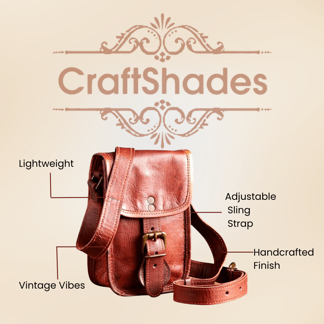 IndiFash - 5*7 Inch Handcrafted Mobile Sling Bag | 100% Genuine Goat Leather thumbnail 3