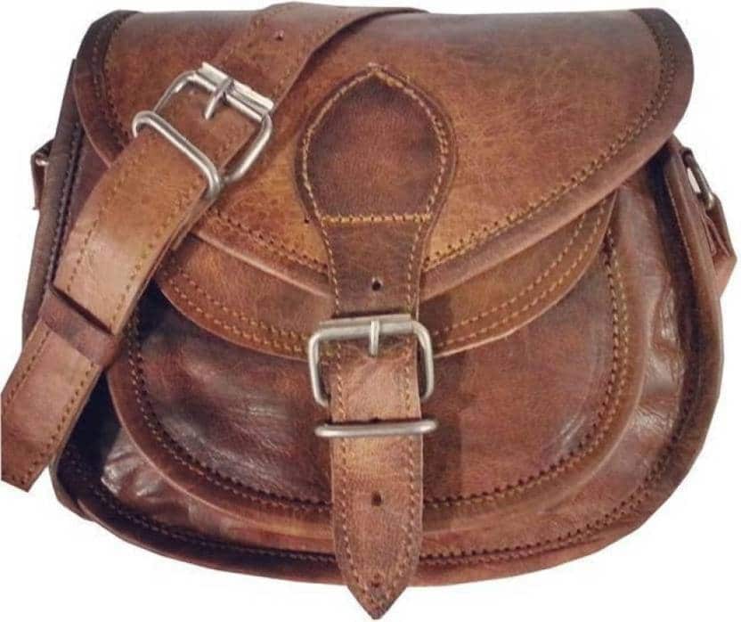 IndiFash - Handcrafted Unique 5×7 inch Sling Leather Bag for Women