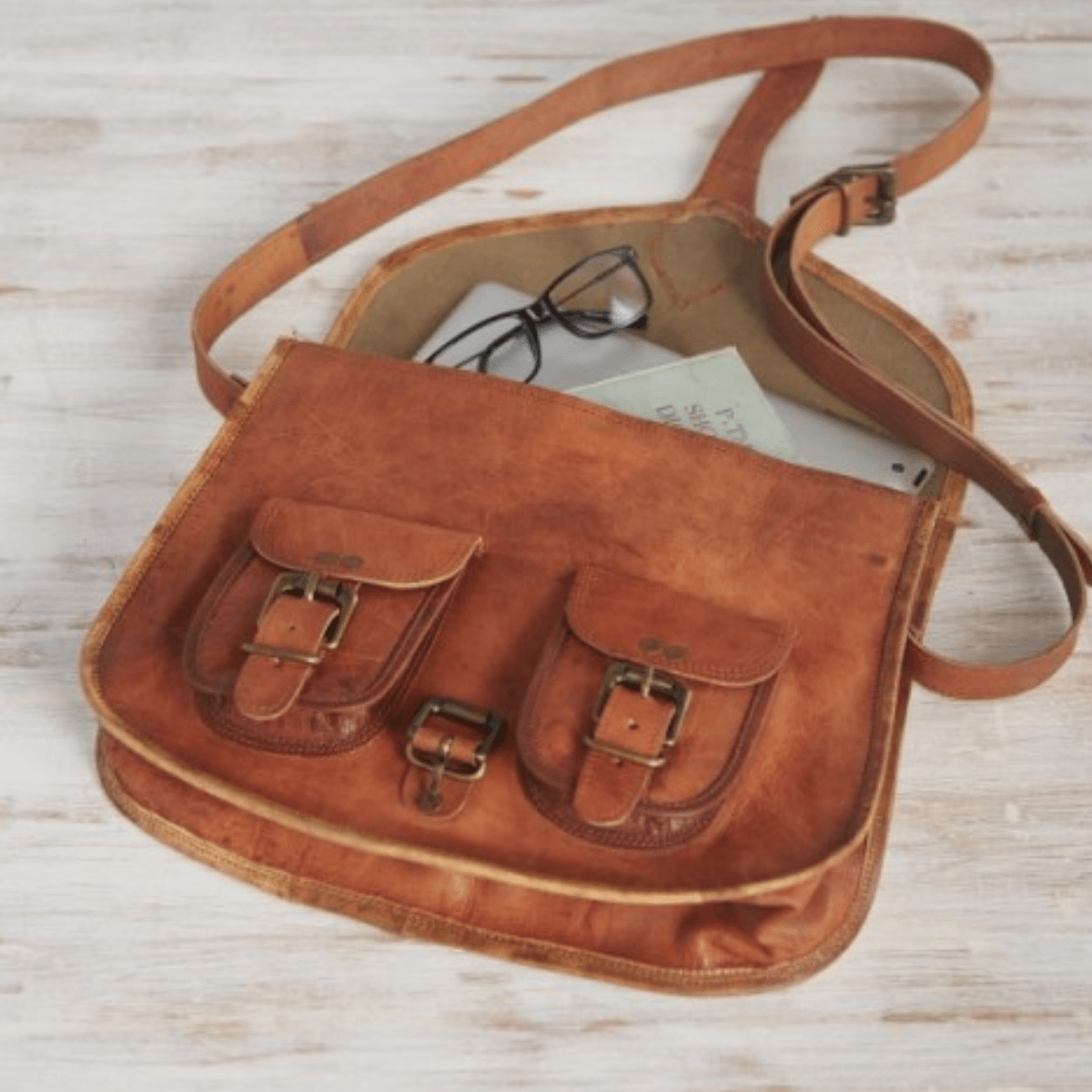 IndiFash - Handcrafted Unique Sling Leather Bag for Women | 100% Genuine Leather thumbnail 2