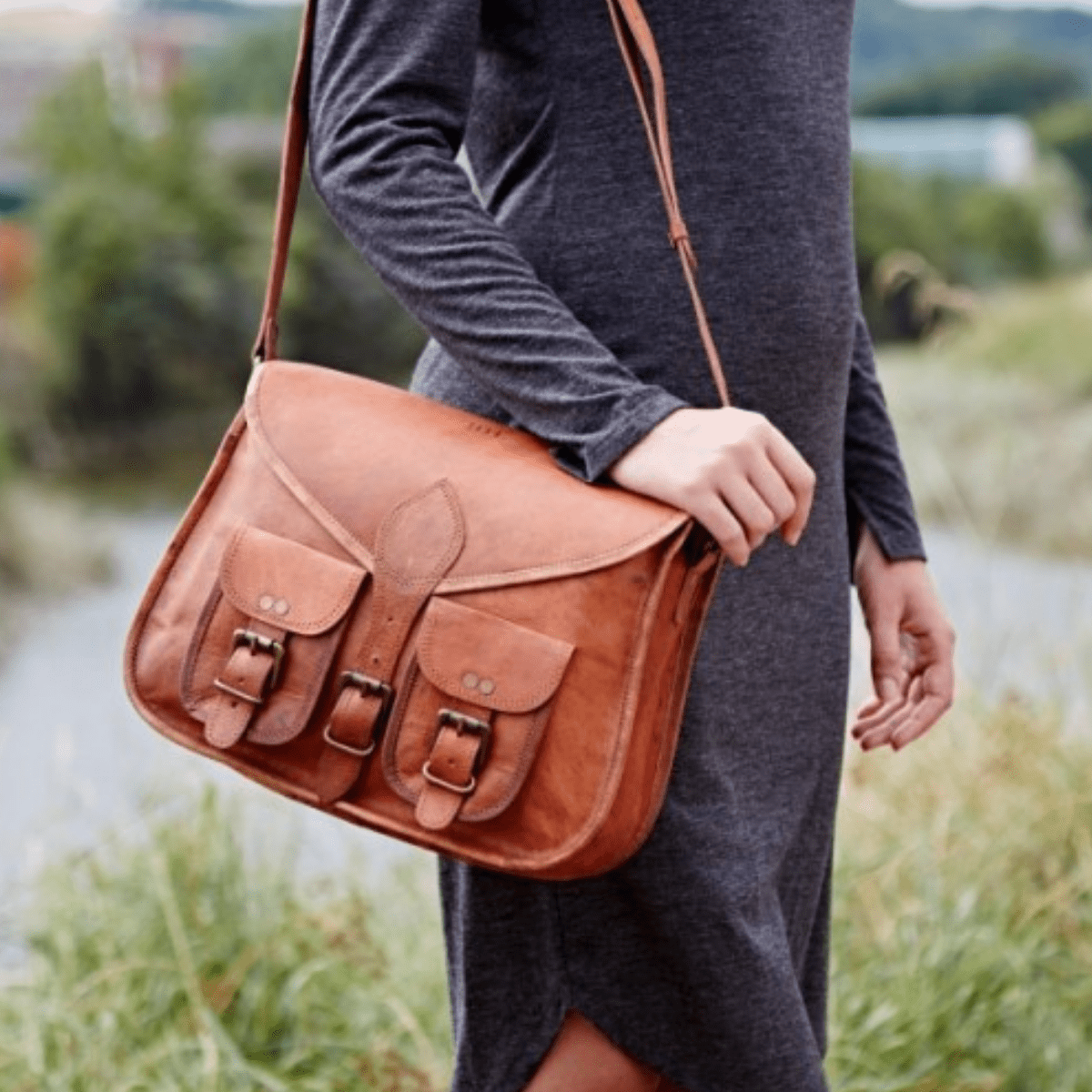 IndiFash - Handcrafted Unique Sling Leather Bag for Women | 100% Genuine Leather thumbnail 3