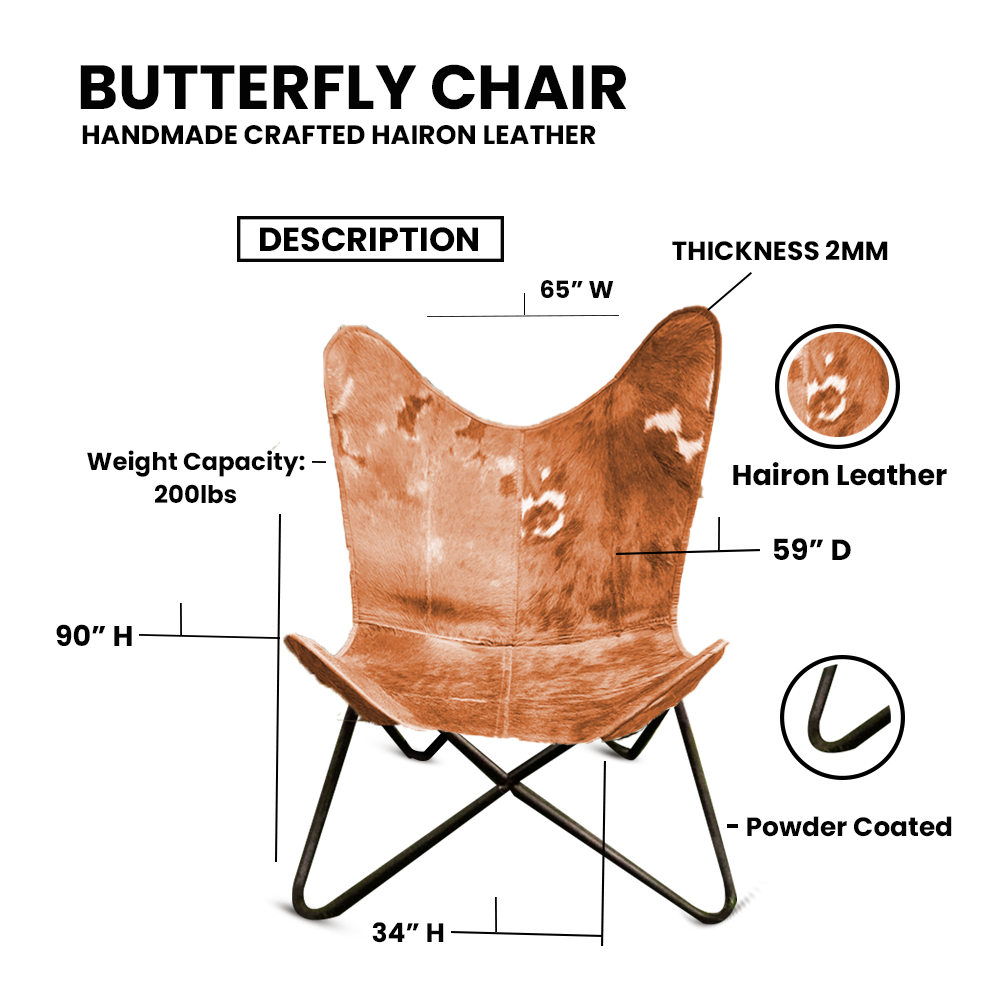 IndiFash Handmade Hairon Leather Butterfly Chair thumbnail 3