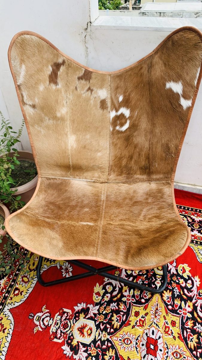 IndiFash Handmade Hairon Leather Butterfly Chair thumbnail 4