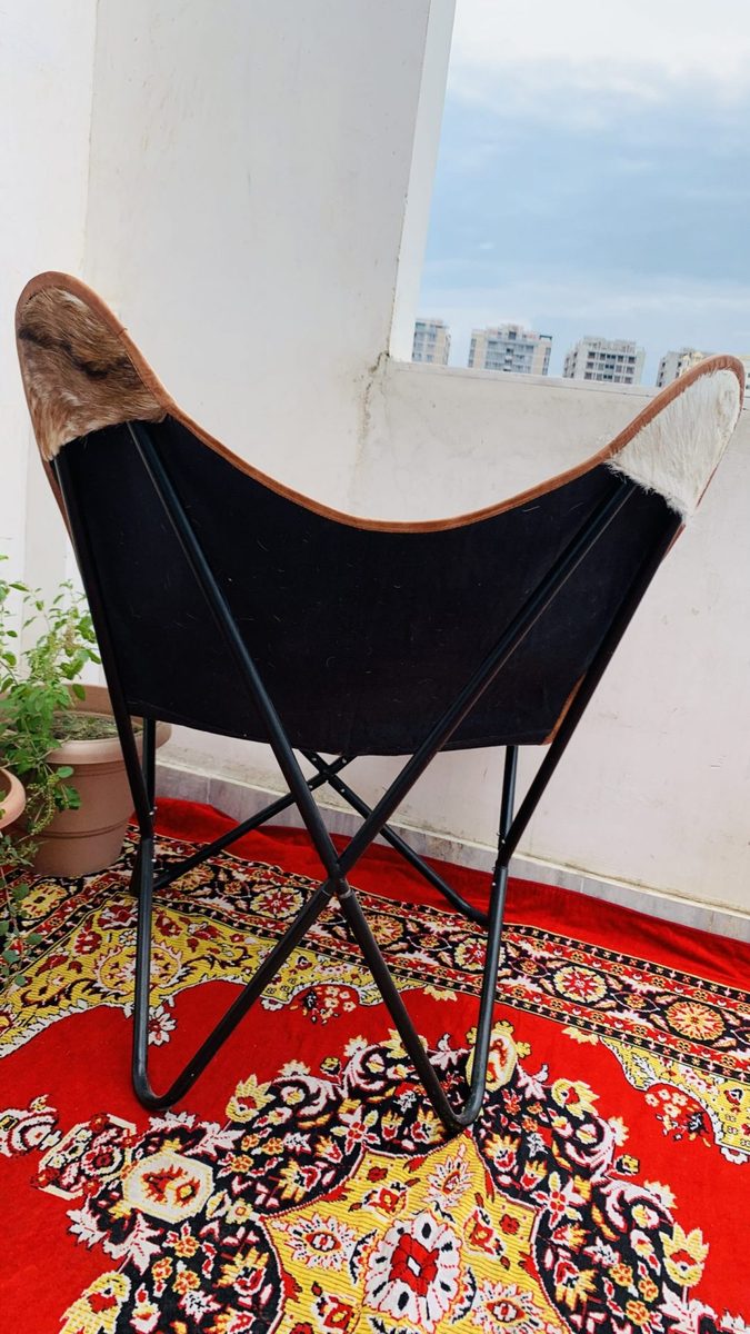 IndiFash Handmade Hairon Leather Butterfly Chair thumbnail 5