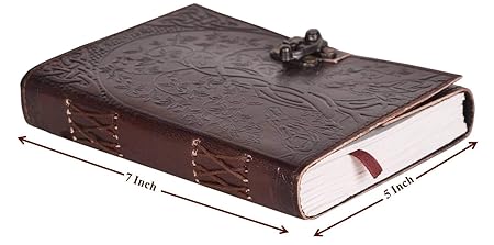 IndiFash- Handmade Leather Diary Embossed with star, journey & double wolf Diary with Antique Lock for Artist Sketchbook, Scrapbook, Drawing, Writing etc .Size 5 * 7 inch (DOUBLE WOLF) thumbnail 3