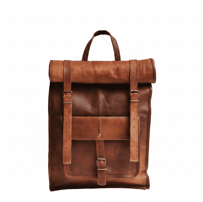 IndiFash - Multiple Pockets 12*16 Inch Handcrafted Goat Leather Roll Bag | 100% Genuine Leather