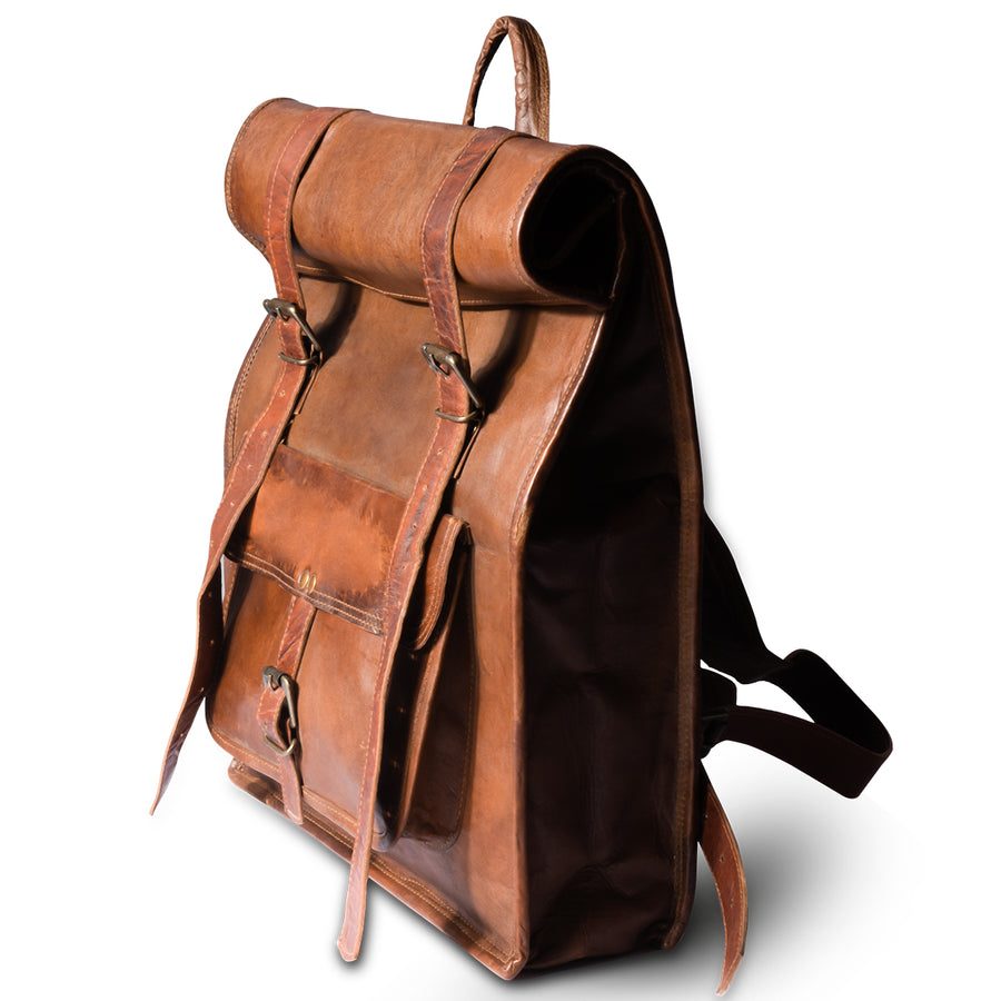 IndiFash - Multiple Pockets 12*16 Inch Handcrafted Goat Leather Roll Bag | 100% Genuine Leather thumbnail 11